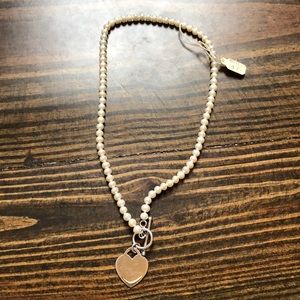 Pearl and Sterling heart necklace